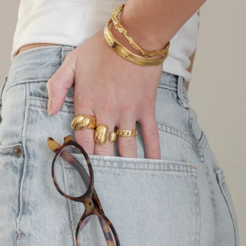 vandfast ring i forgyldt stål - OCEANA