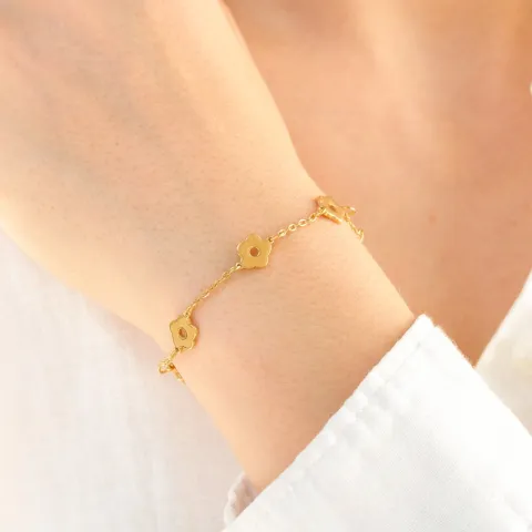 vandfast blomster armbånd i forgyldt stål - OCEANA