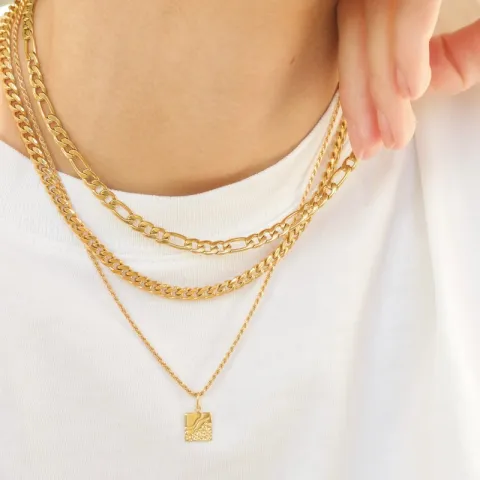 vandfast panserhalskæde i forgyldt stål 50 cm x 6 mm  - OCEANA