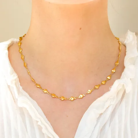 vandfast hjerte halskæde i forgyldt stål - OCEANA