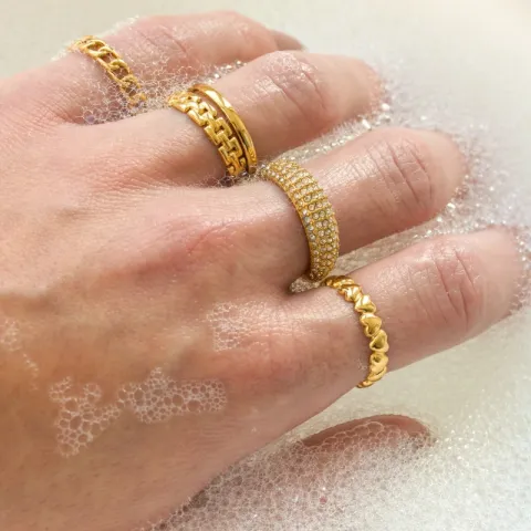 vandfast justerbar ring i forgyldt stål - OCEANA