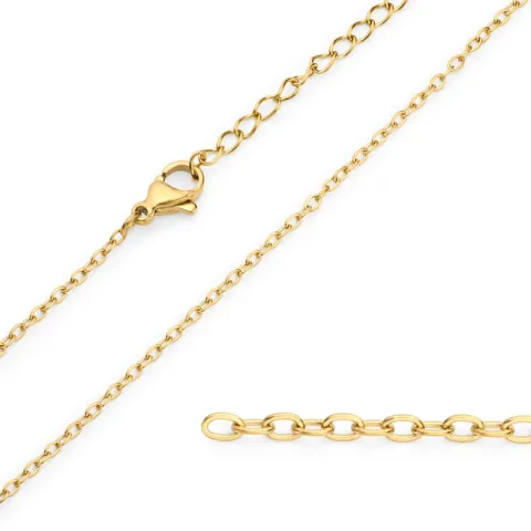 vandfast halskæde i forgyldt stål 38 + 7 cm x 1,3 mm  - OCEANA