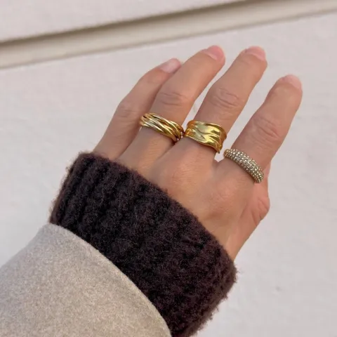 vandfast ring i forgyldt stål - OCEANA