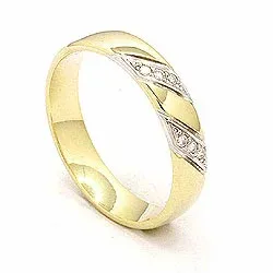 Tofarvet brillant vielsesring i 14 karat guld.- og hvidguld 6 x 0,008 ct