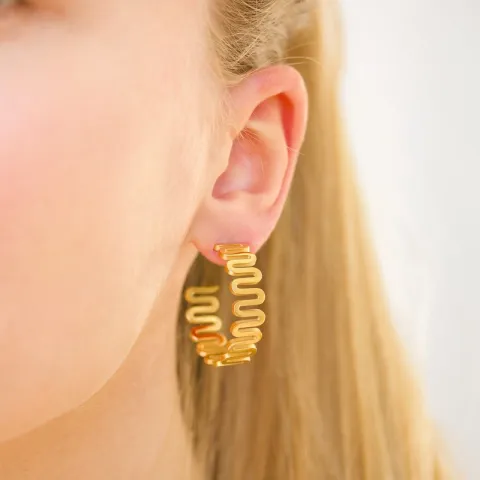 vandfaste halvcreoler i forgyldt stål - OCEANA