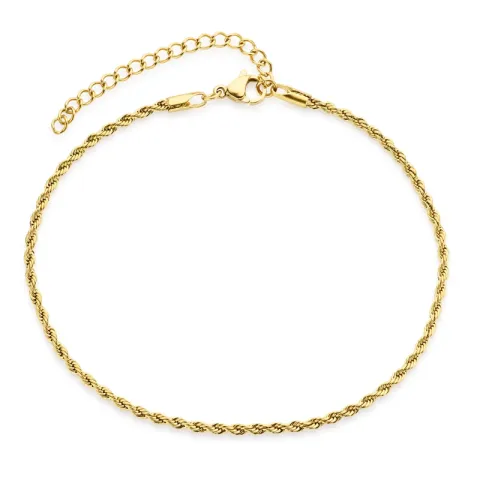 vandfast ankelkæde i forgyldt stål 22 + 5 cm x 2,0 mm  - OCEANA