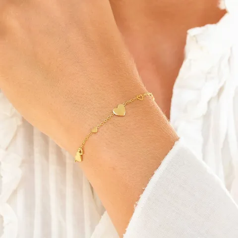 vandfast hjerte armbånd i forgyldt stål - OCEANA