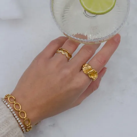 vandfast armbånd i forgyldt stål 16 + 5 cm x 9,5 mm  - OCEANA