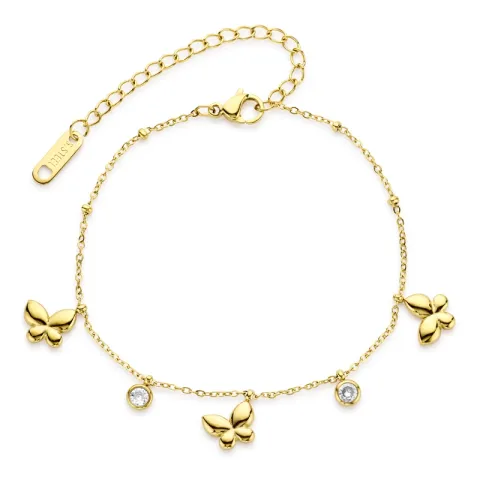 vandfast sommerfugle armbånd i forgyldt stål 17 + 5 cm x 8,9 mm  - OCEANA