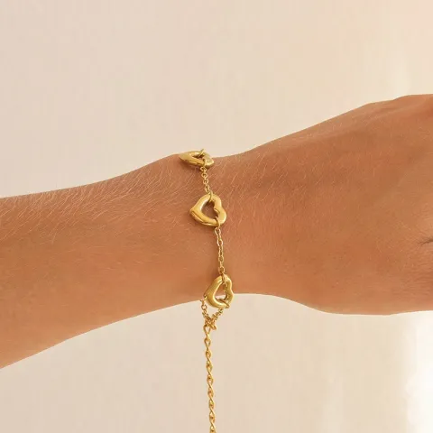 vandfast hjerte armbånd i forgyldt stål 16 + 4 cm x 11,0 mm  - OCEANA