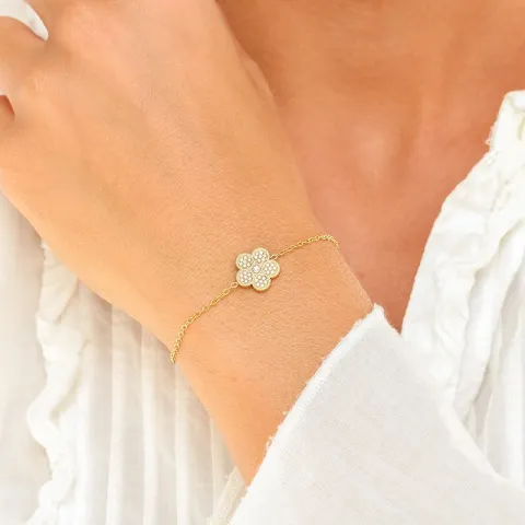 vandfast blomster armbånd i forgyldt stål - OCEANA