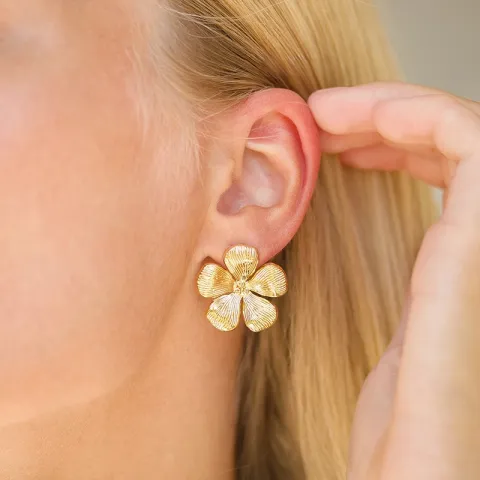 vandfaste blomster øreringe i forgyldt stål - OCEANA