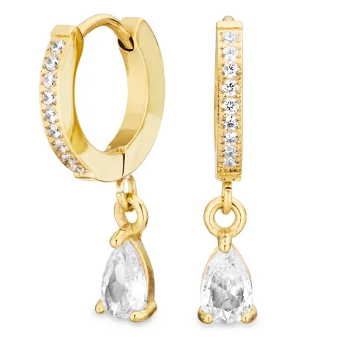 vandfaste zirkon creoler i forgyldt stål - OCEANA