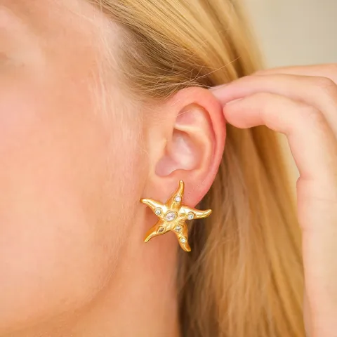 vandfaste søstjerne øreringe i forgyldt stål - OCEANA