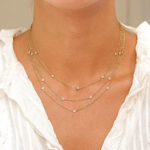 vandfast zirkon halskæde i forgyldt stål - OCEANA