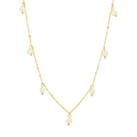 vandfast perle halskæde i forgyldt stål - OCEANA