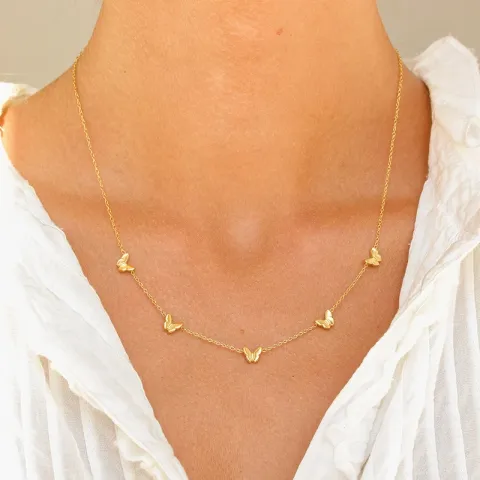 vandfast sommerfugl halskæde i forgyldt stål - OCEANA