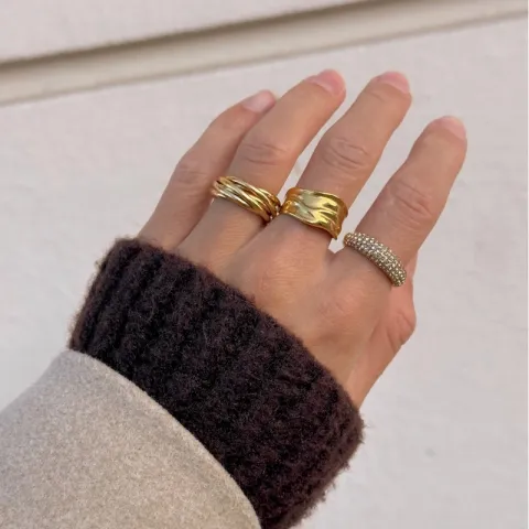 vandfast zirkon ring med fejl i forgyldt stål - OCEANA