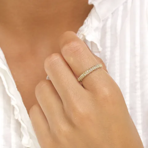 vandfast zirkon ring i forgyldt stål - OCEANA