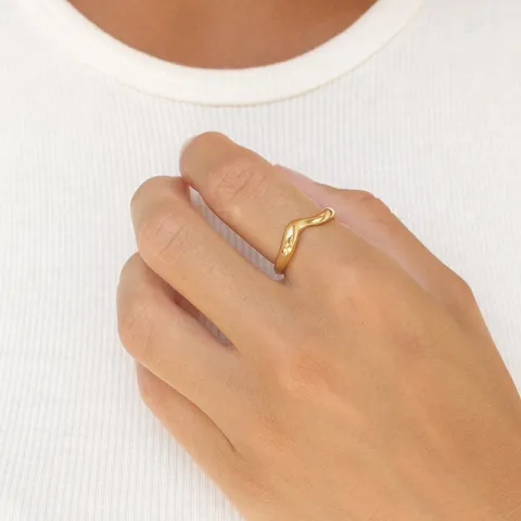 vandfast ring i forgyldt stål - OCEANA