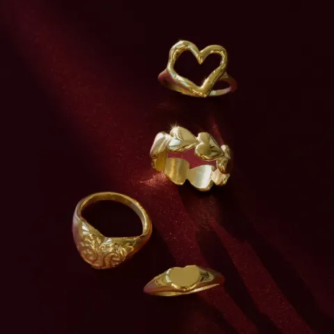 vandfast hjerte ring i forgyldt stål - OCEANA