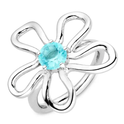 vandfast blomster blå ring i stål - OCEANA