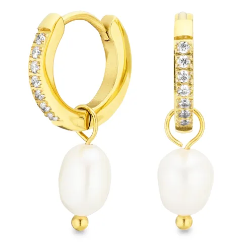 vandfaste perle øreringe i forgyldt stål - OCEANA