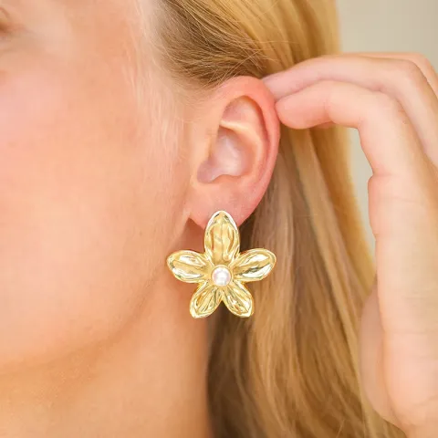 vandfaste blomster øreringe i forgyldt stål - OCEANA