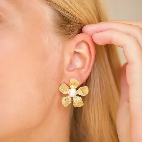 vandfaste blomster øreringe i forgyldt stål - OCEANA