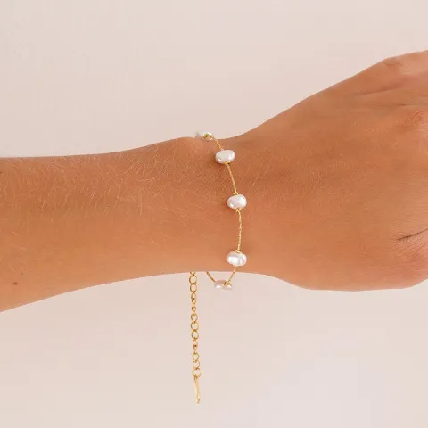 vandfast perle armbånd i forgyldt stål - OCEANA