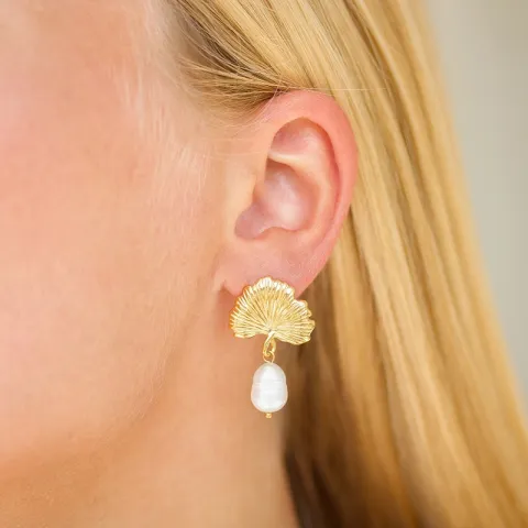 vandfaste perle øreringe i forgyldt stål - OCEANA