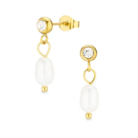 vandfaste perle øreringe i forgyldt stål - OCEANA