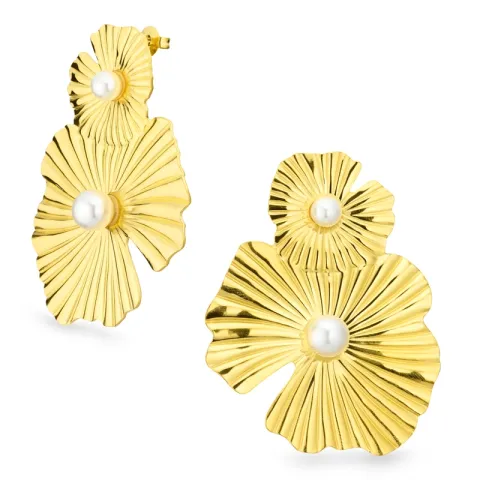 vandfaste blomster øreringe i forgyldt stål - OCEANA