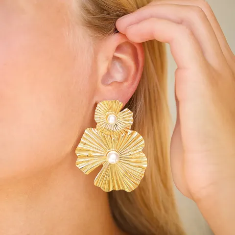 vandfaste blomster øreringe i forgyldt stål - OCEANA