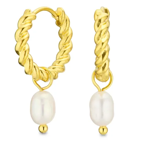 vandfaste perle creoler i forgyldt stål - OCEANA