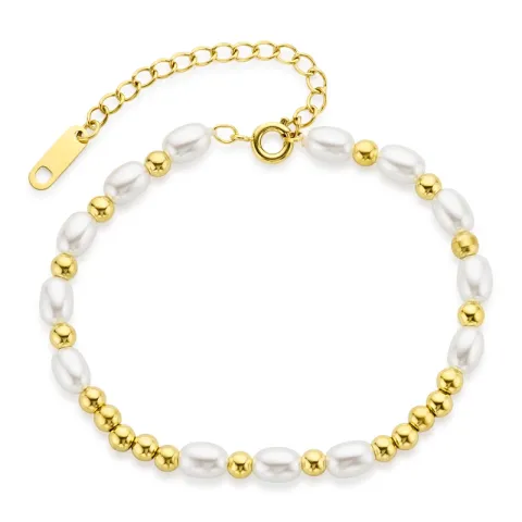 vandfast perle armbånd i forgyldt stål - OCEANA