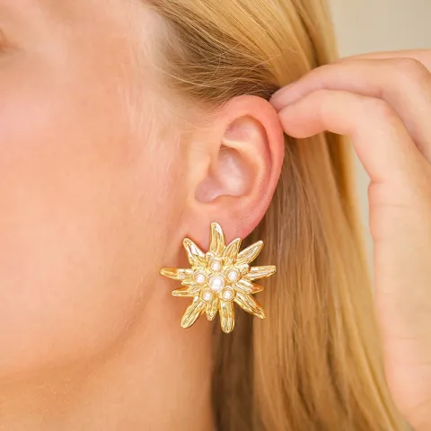 vandfaste blomster øreringe i forgyldt stål - OCEANA