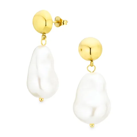 vandfaste perle øreringe i forgyldt stål - OCEANA