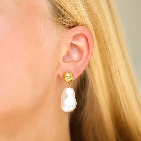 vandfaste perle øreringe i forgyldt stål - OCEANA