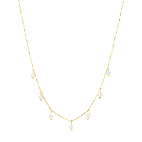 vandfast perle halskæde i forgyldt stål - OCEANA