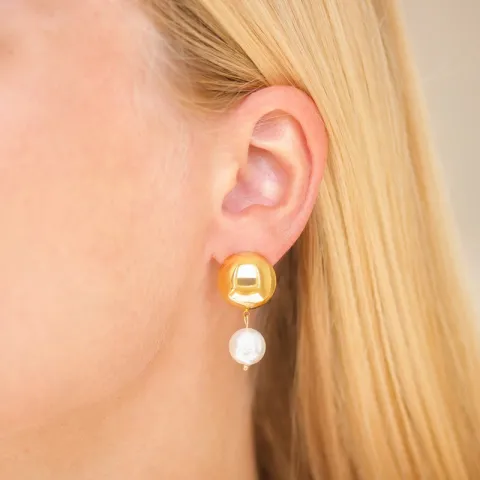 vandfaste perle øreringe i forgyldt stål - OCEANA