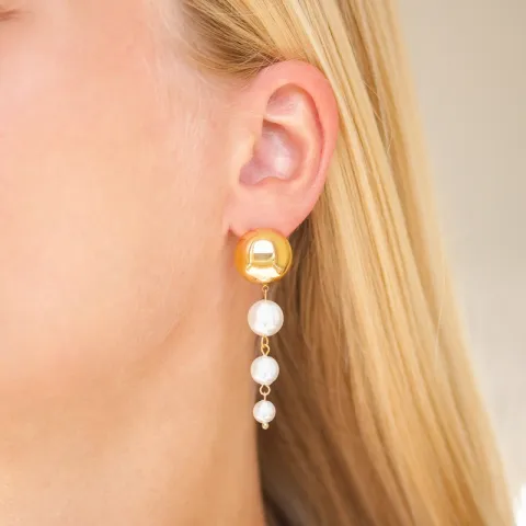 vandfaste perle øreringe i forgyldt stål - OCEANA