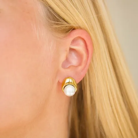 vandfaste perle øreringe i forgyldt stål - OCEANA