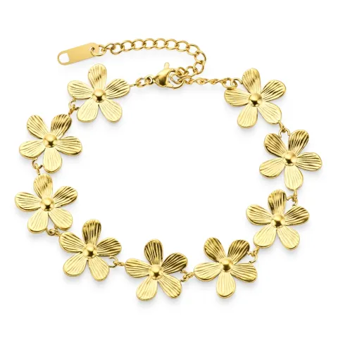 vandfast blomster armbånd i forgyldt stål - OCEANA