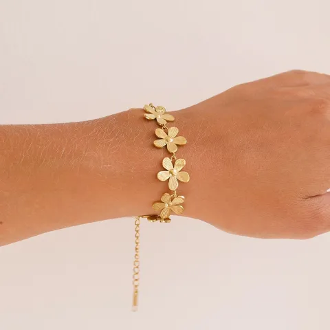 vandfast blomster armbånd i forgyldt stål - OCEANA