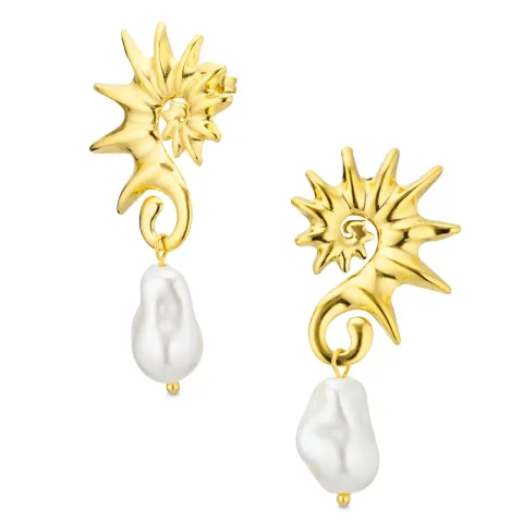 vandfaste perle øreringe i forgyldt stål - OCEANA