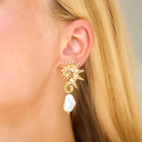 vandfaste perle øreringe i forgyldt stål - OCEANA