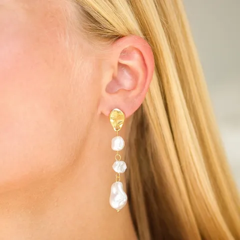 vandfaste perle øreringe i forgyldt stål - OCEANA