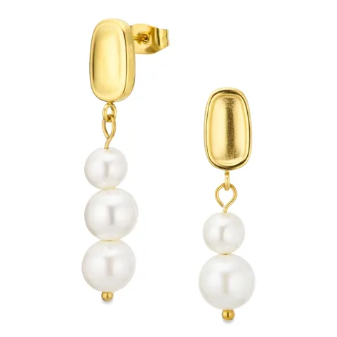 vandfaste perle øreringe i forgyldt stål - OCEANA