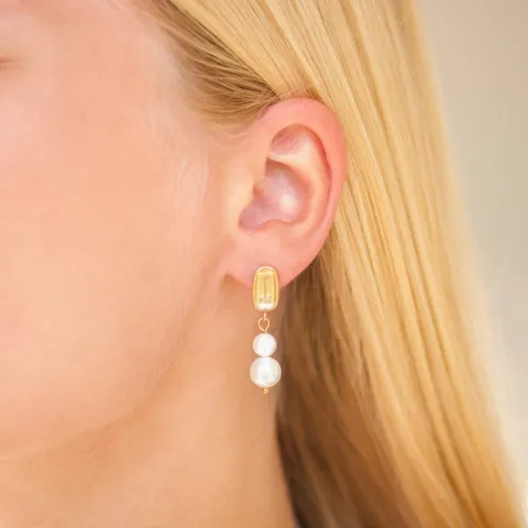 vandfaste perle øreringe i forgyldt stål - OCEANA